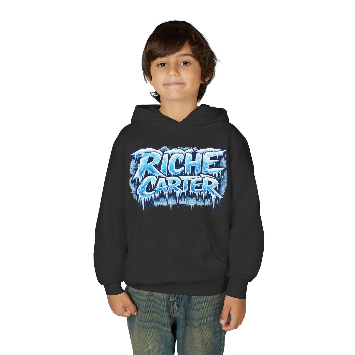 Youth Hoodie — "Riche Carter" Icy Graffiti Logo